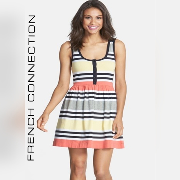 Stripped Jersey Fit & Flare Dress Size 4 - Picture 1 of 8